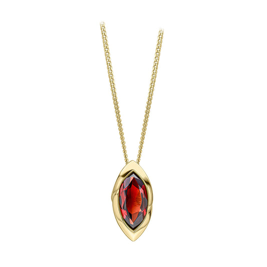 9ct Yellow Gold Marquise Garnet Set Pendant