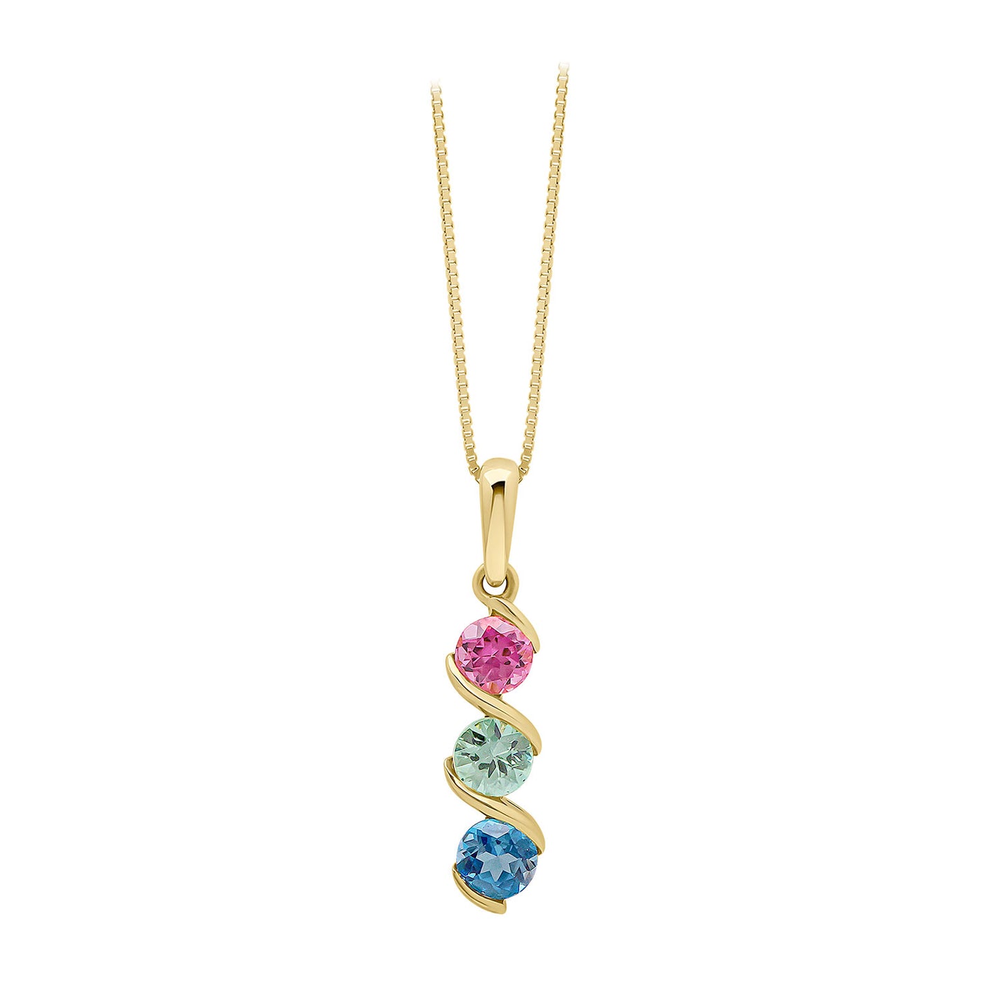 9ct Yellow Gold Triple Colour Stoneset Pendant