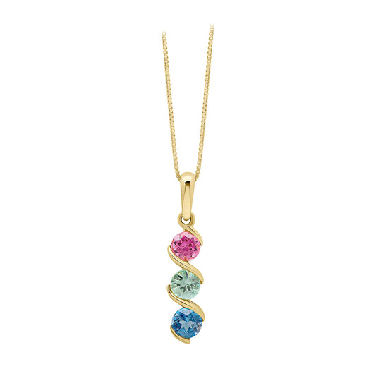 9ct Yellow Gold Triple Colour Stoneset Pendant