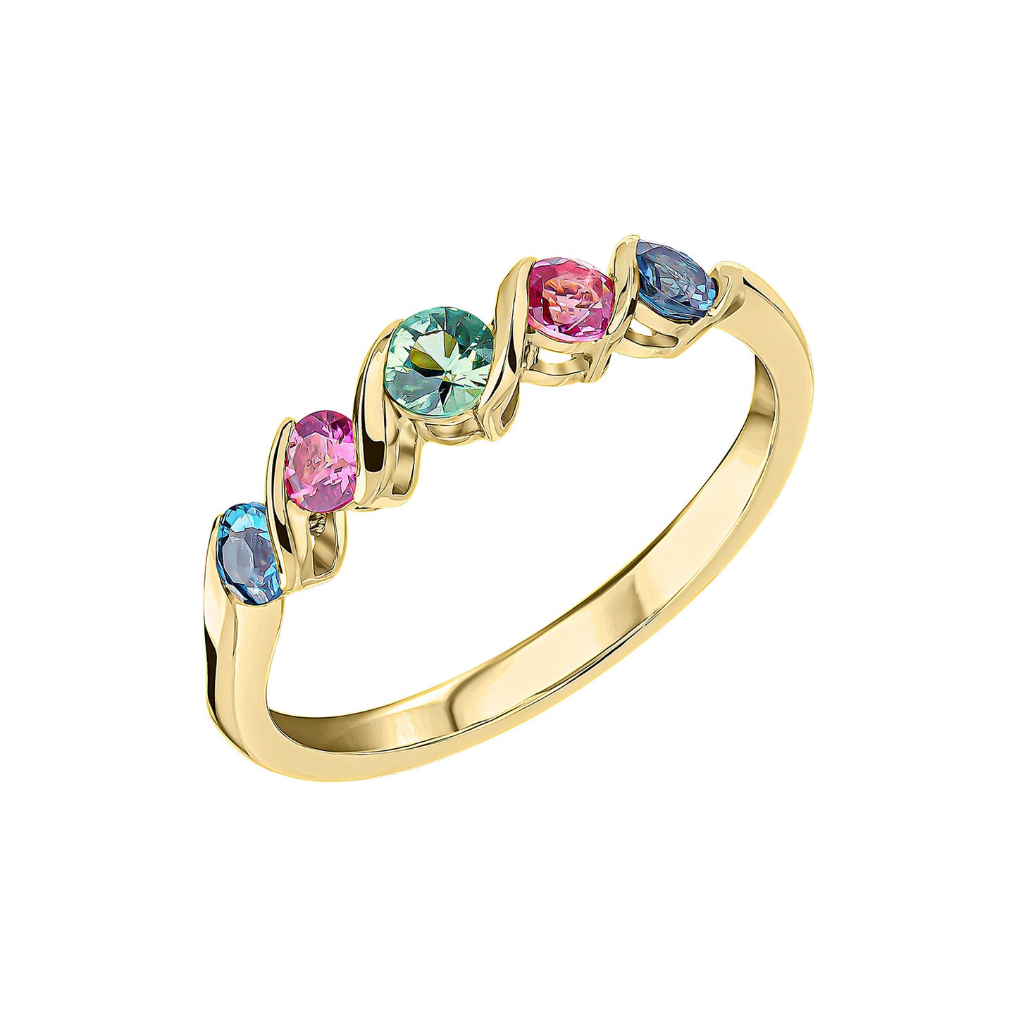 9ct Yellow Gold Triple Colour Stoneset Ring