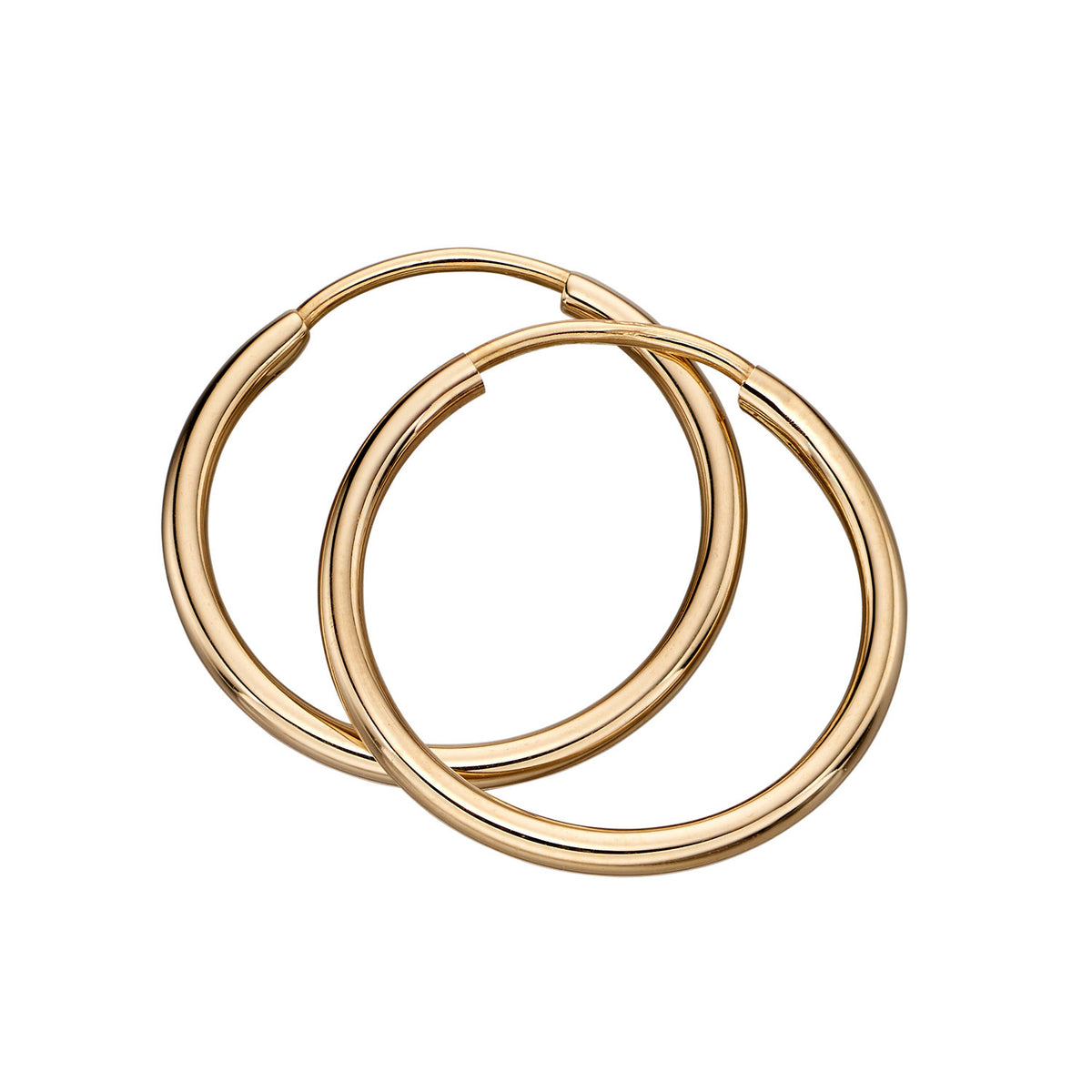 9ct Yellow Gold Plain 15mm Hoop Earrings