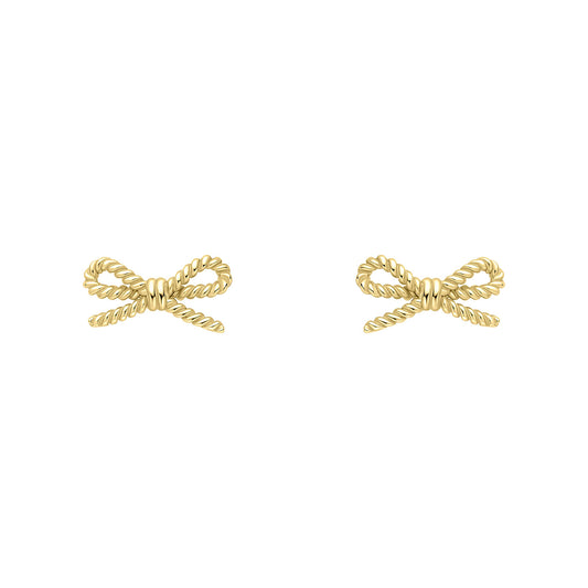 9ct Yellow Gold Fixed Bow Design Earrings