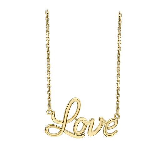 9ct Yellow Gold 'love' necklace.
