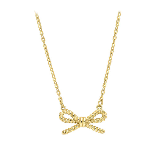 9ct Yellow Gold Fixed Bow Design Necklace
