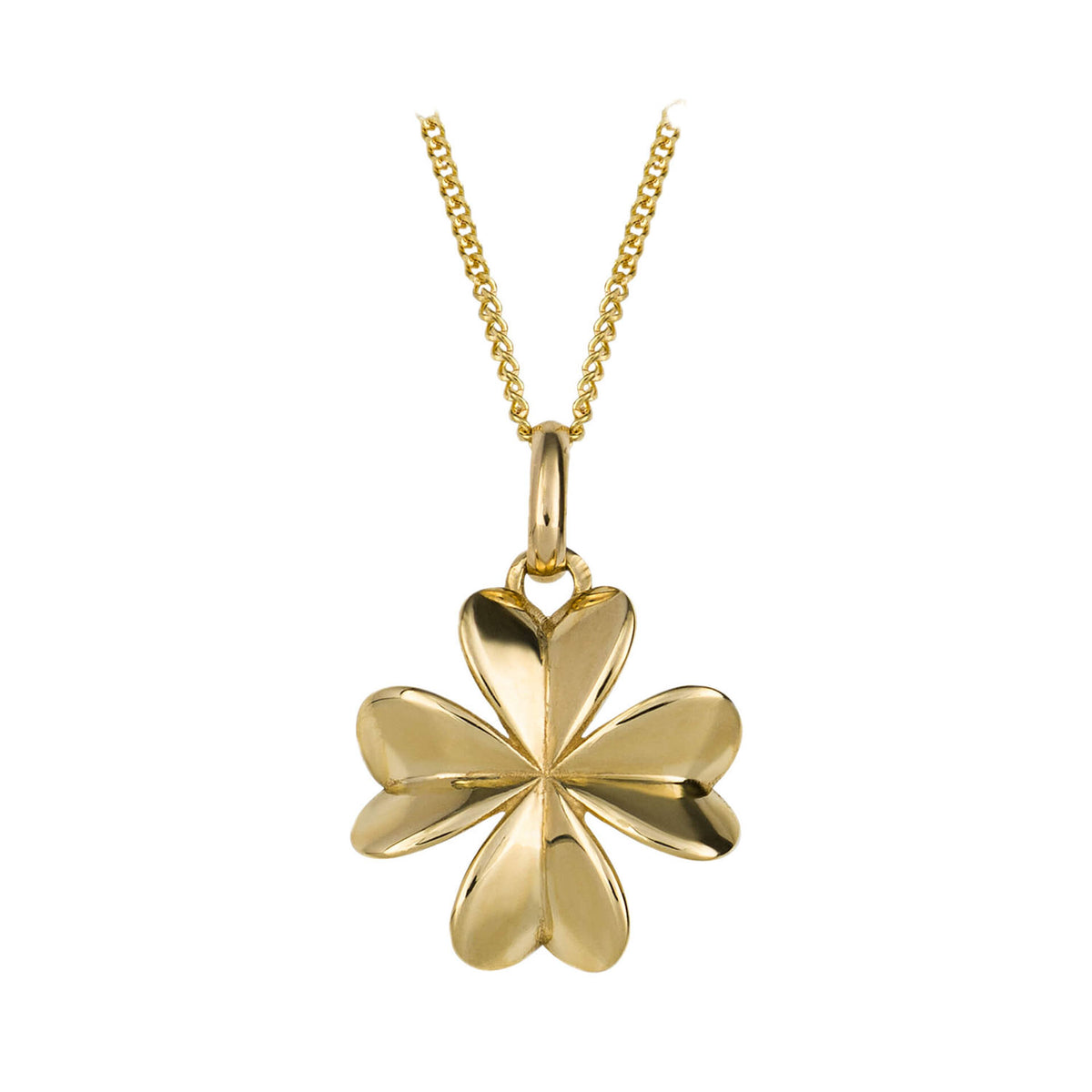 9ct Yellow Gold Four Leaf Clover Pendant