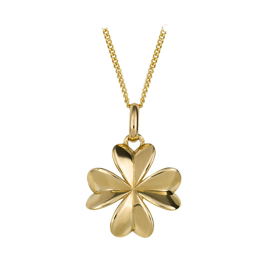 9ct Yellow Gold Four Leaf Clover Pendant