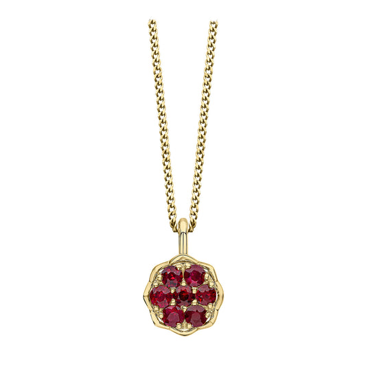 9ct Yellow Gold Ruby Cluster pendant