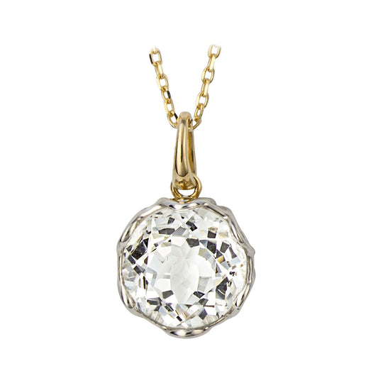 9ct Yellow Gold White Topaz Set Drop Pendant