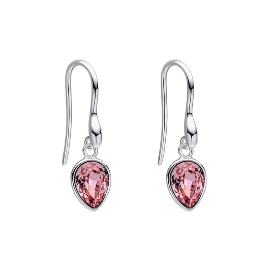 Sterling Silver Rose Crystal Hook Earrings