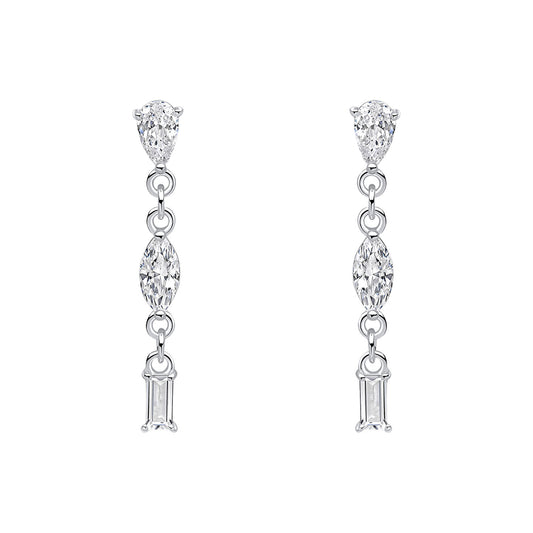 Sterling Silver Cubic Zirconia Set Drop Earrings