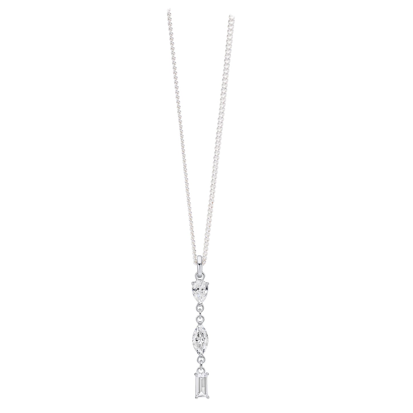 Sterling Silver Triple Cubic Zirconia Set Pendant