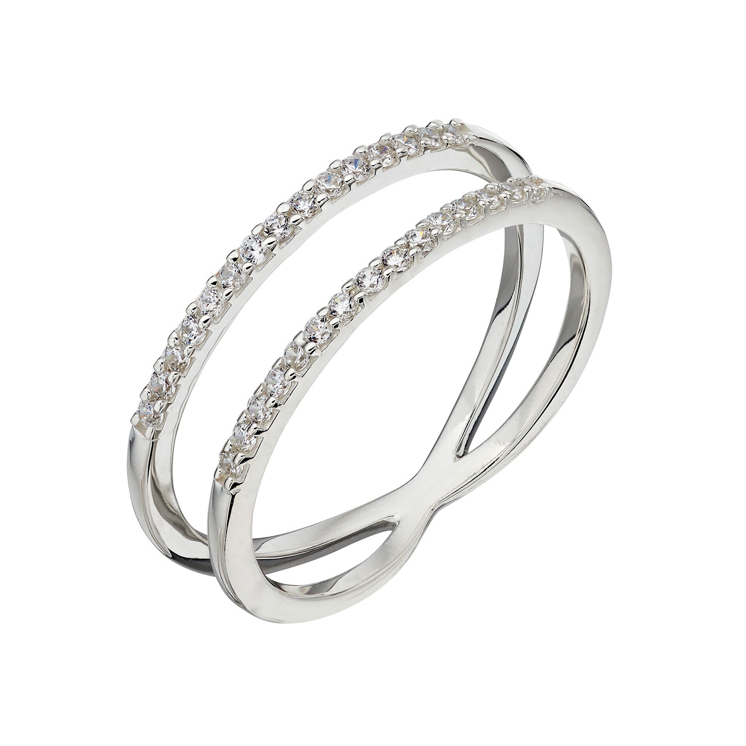 Sterling Silver Cubic Zirconia Double Ring