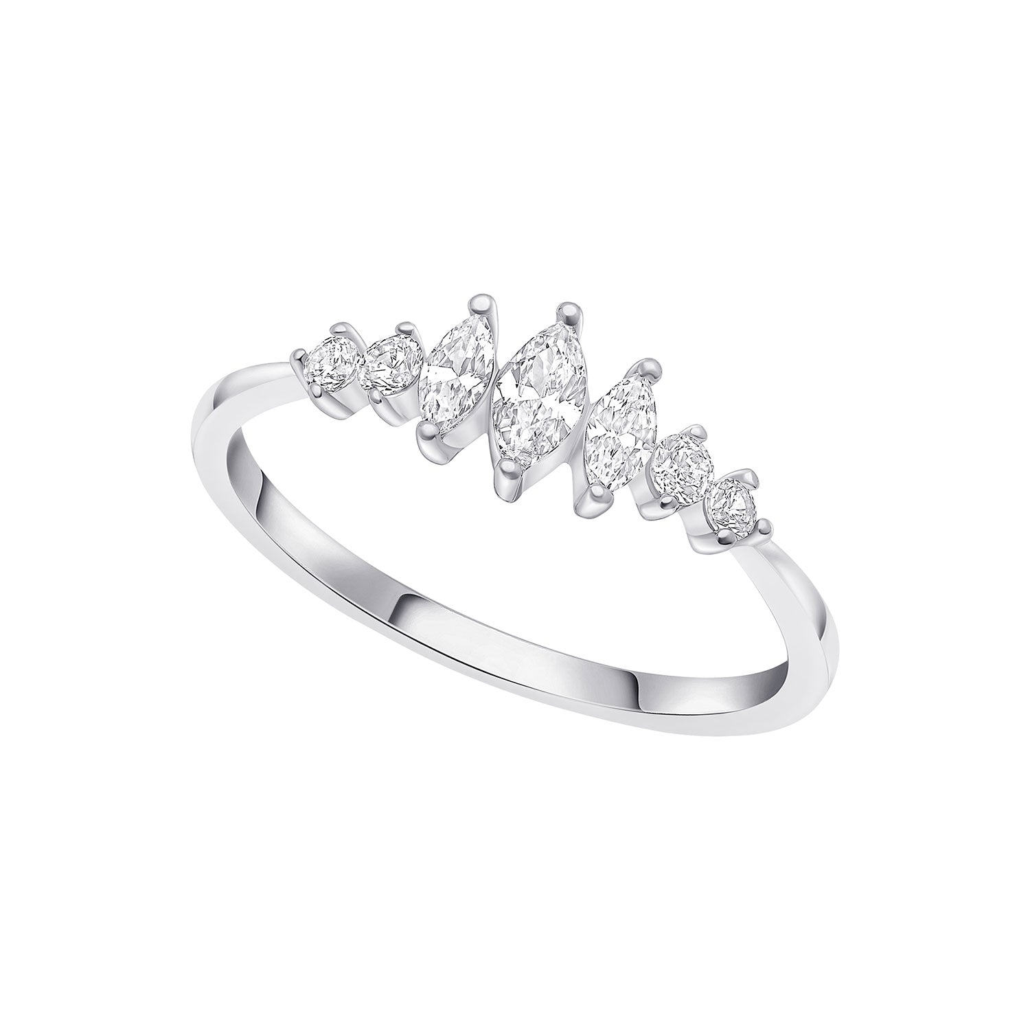 Sterling Silver Marquise Cubic Zirconia Set Ring