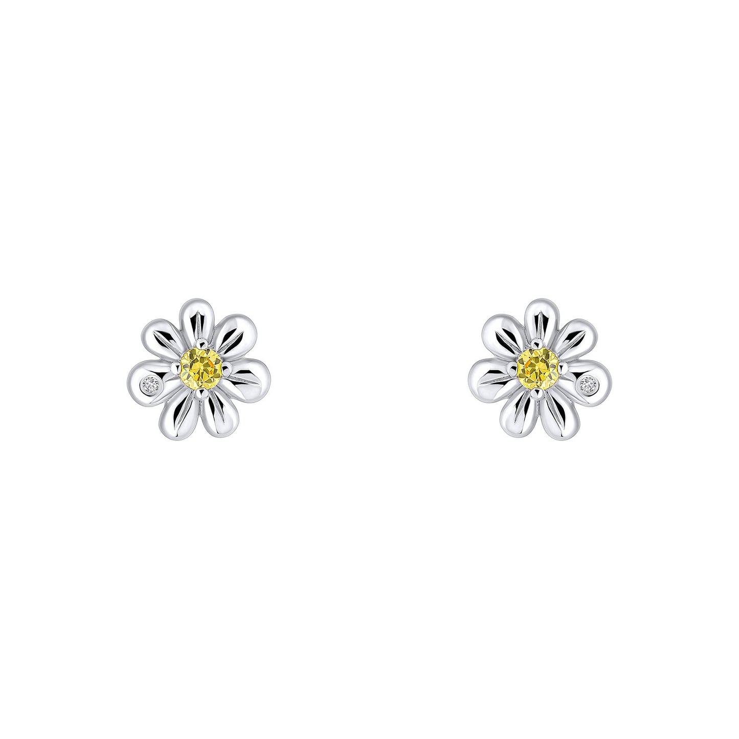 Sterling Silver Diamond Set Daisy Earrings