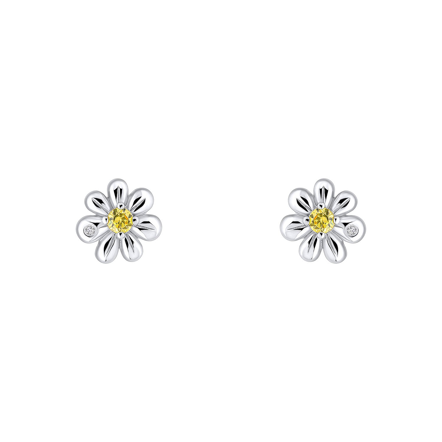 Sterling Silver Diamond Set Daisy Earrings