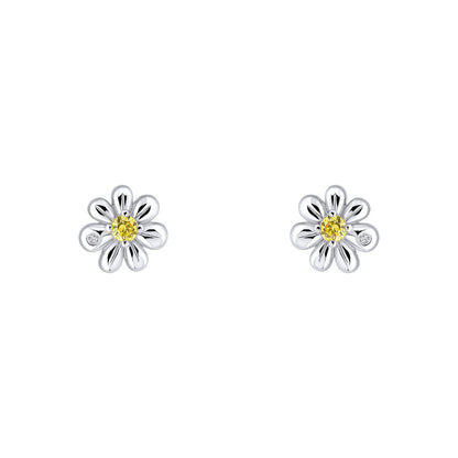 Sterling Silver Diamond Set Daisy Earrings