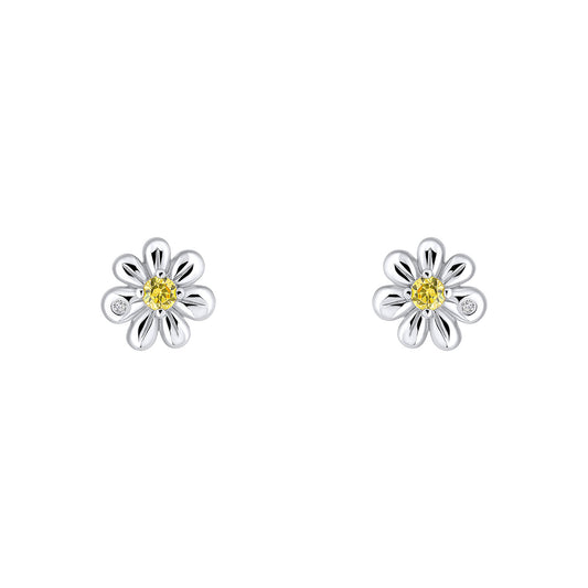 Sterling Silver Diamond Set Daisy Earrings