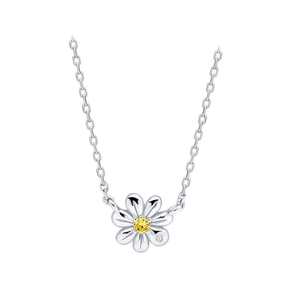 Sterling Silver Diamond Set Daisy Necklace