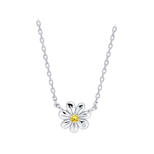 Sterling Silver Diamond Set Daisy Necklace