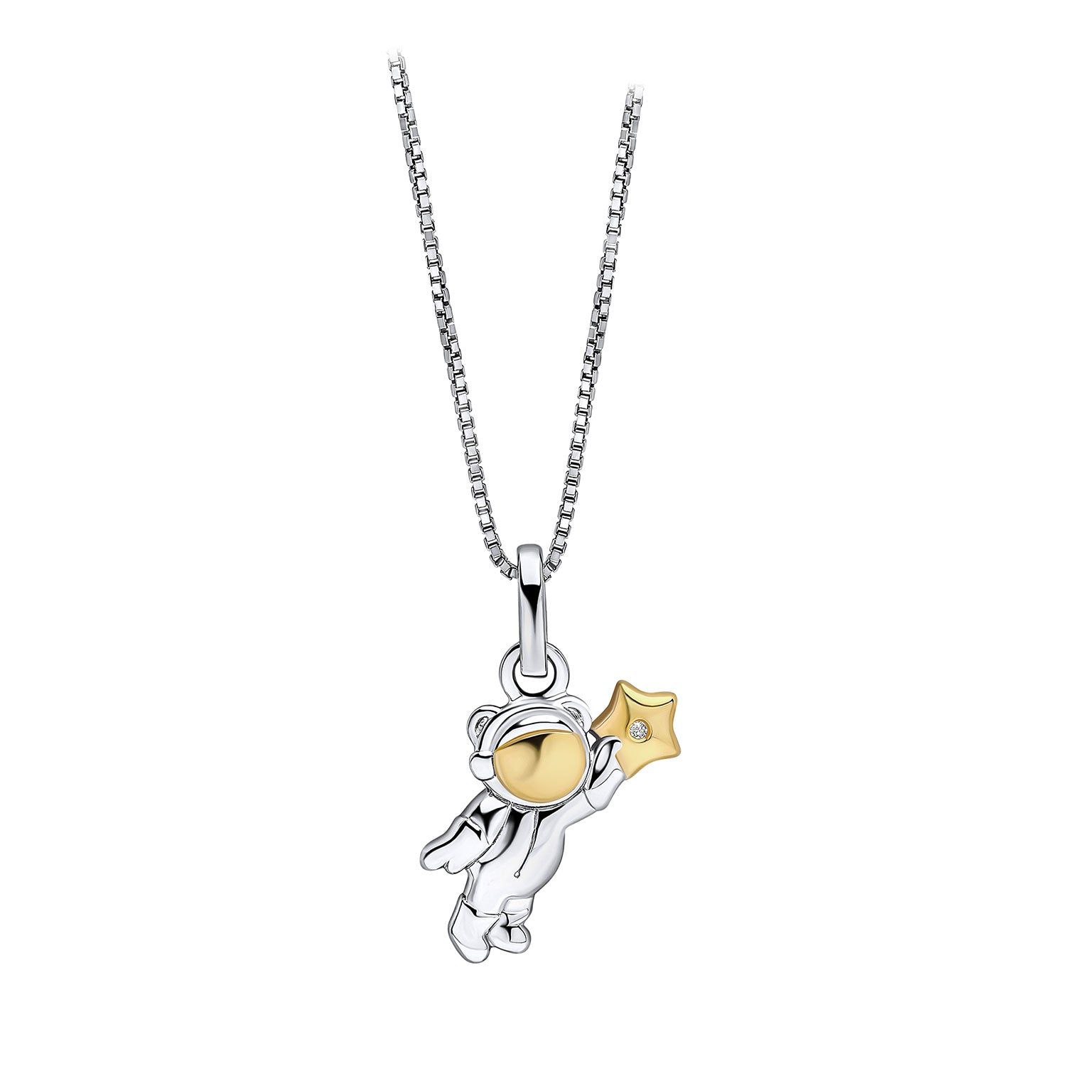 Sterling Silver Diamond Set SpaceBear Pendant.