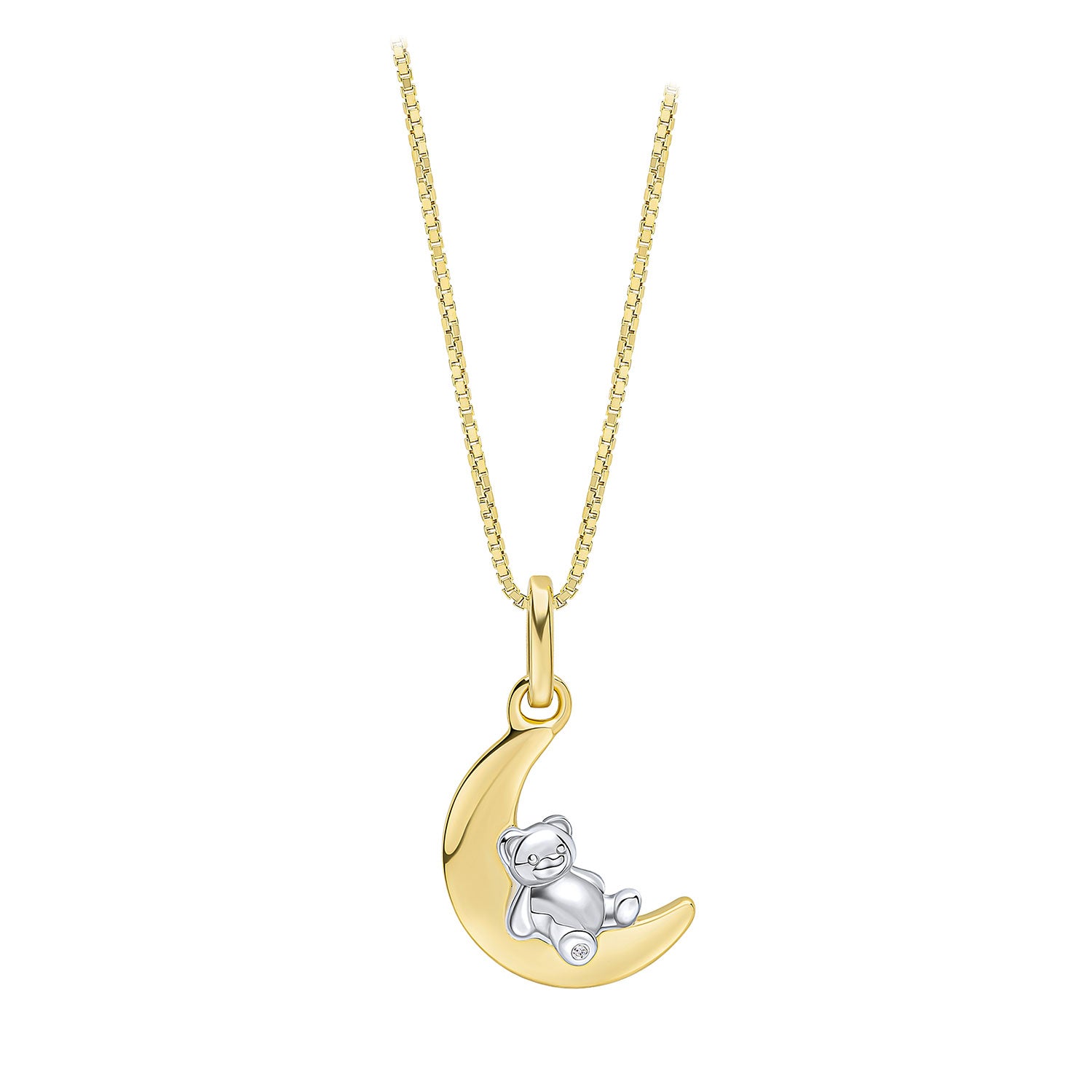 Sterling silver Gold Plated Moon And Bear Pendant