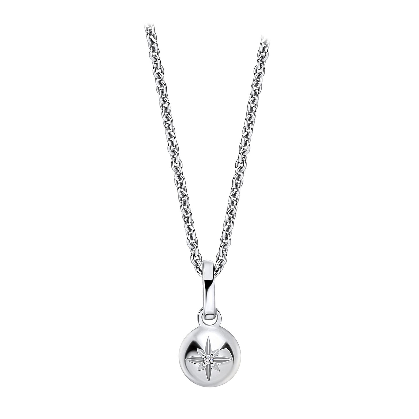 Sterling Silver Star Set Diamond Pendant