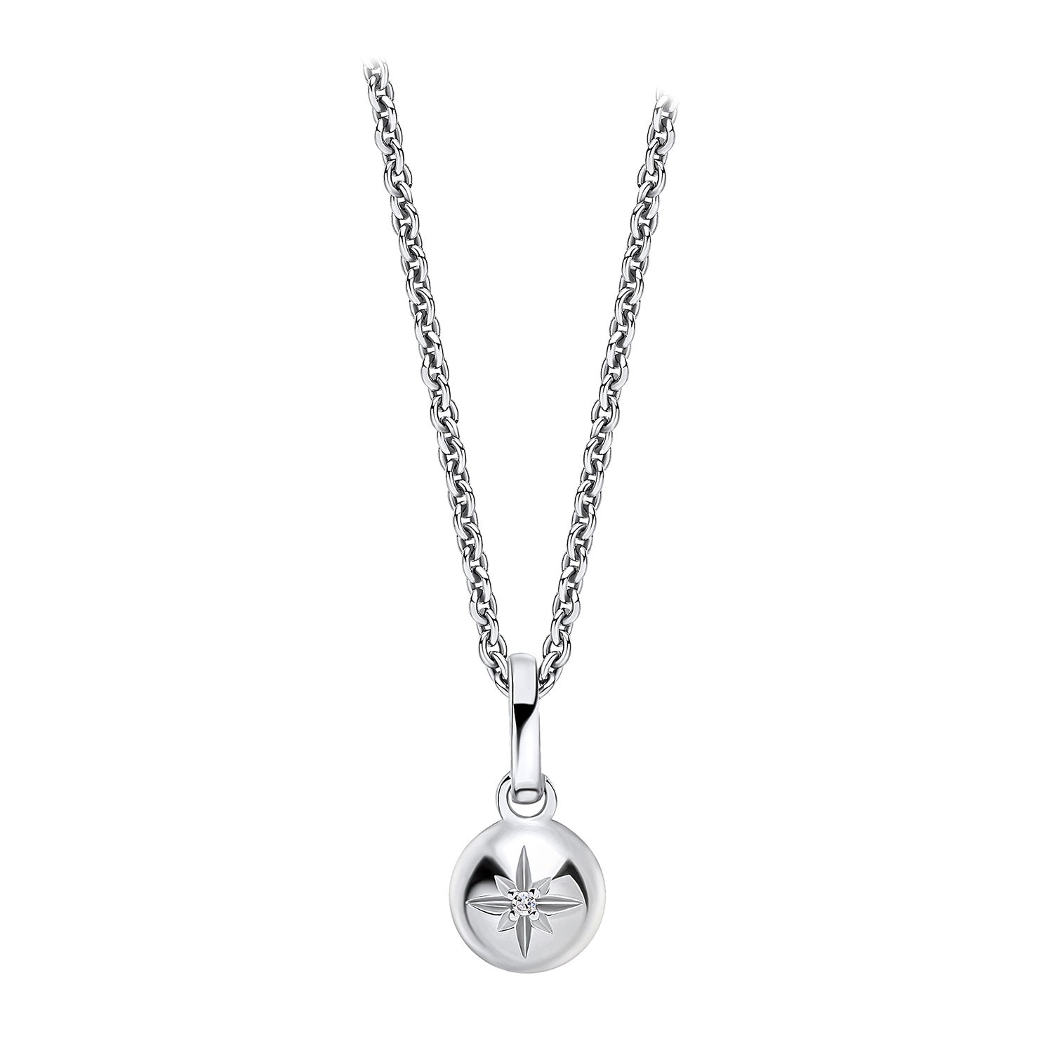 Sterling Silver Star Set Diamond Pendant