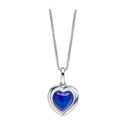 Sterling Silver Heart Pendant With Diamond And Moonstone