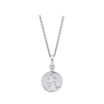 Sterling Silver St Christopher Pendant Set With Diamond