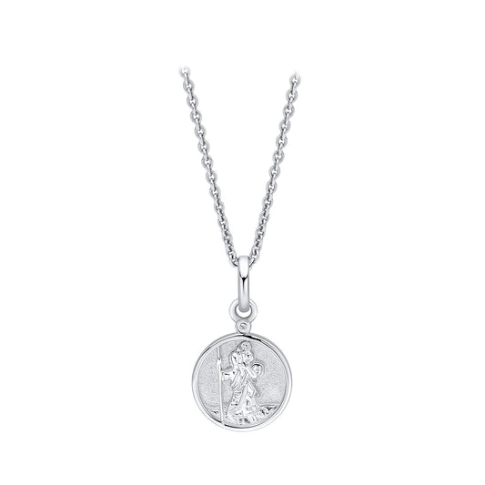 Sterling Silver St Christopher Pendant Set With Diamond