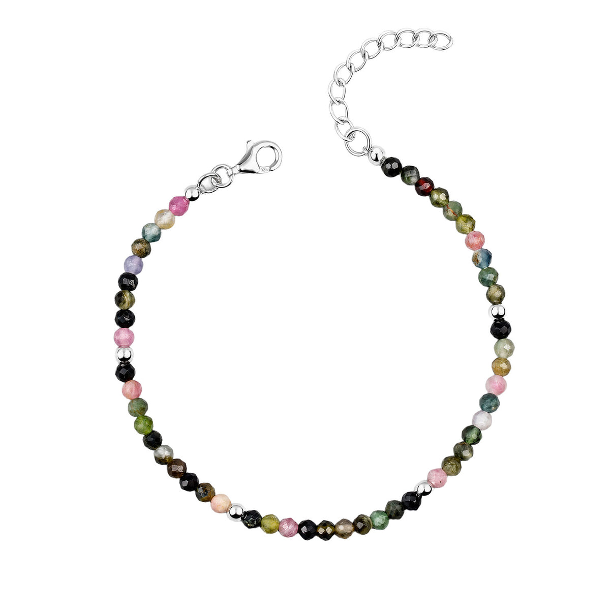 Sterling Silver Tourmaline Bead Bracelet