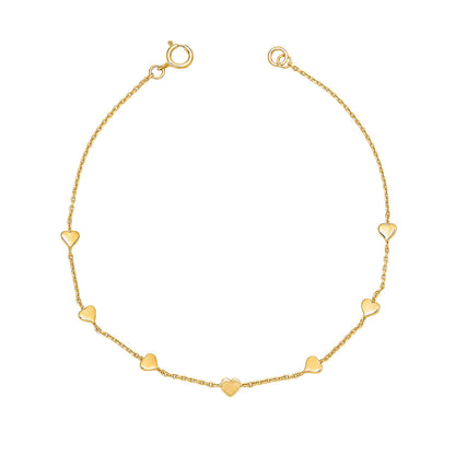 Sterling Silver Gold Plated Heart Bracelet