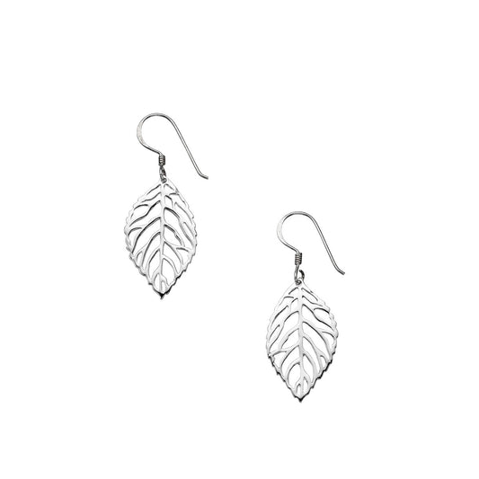 Sterling Silver Open Leaf Earrings