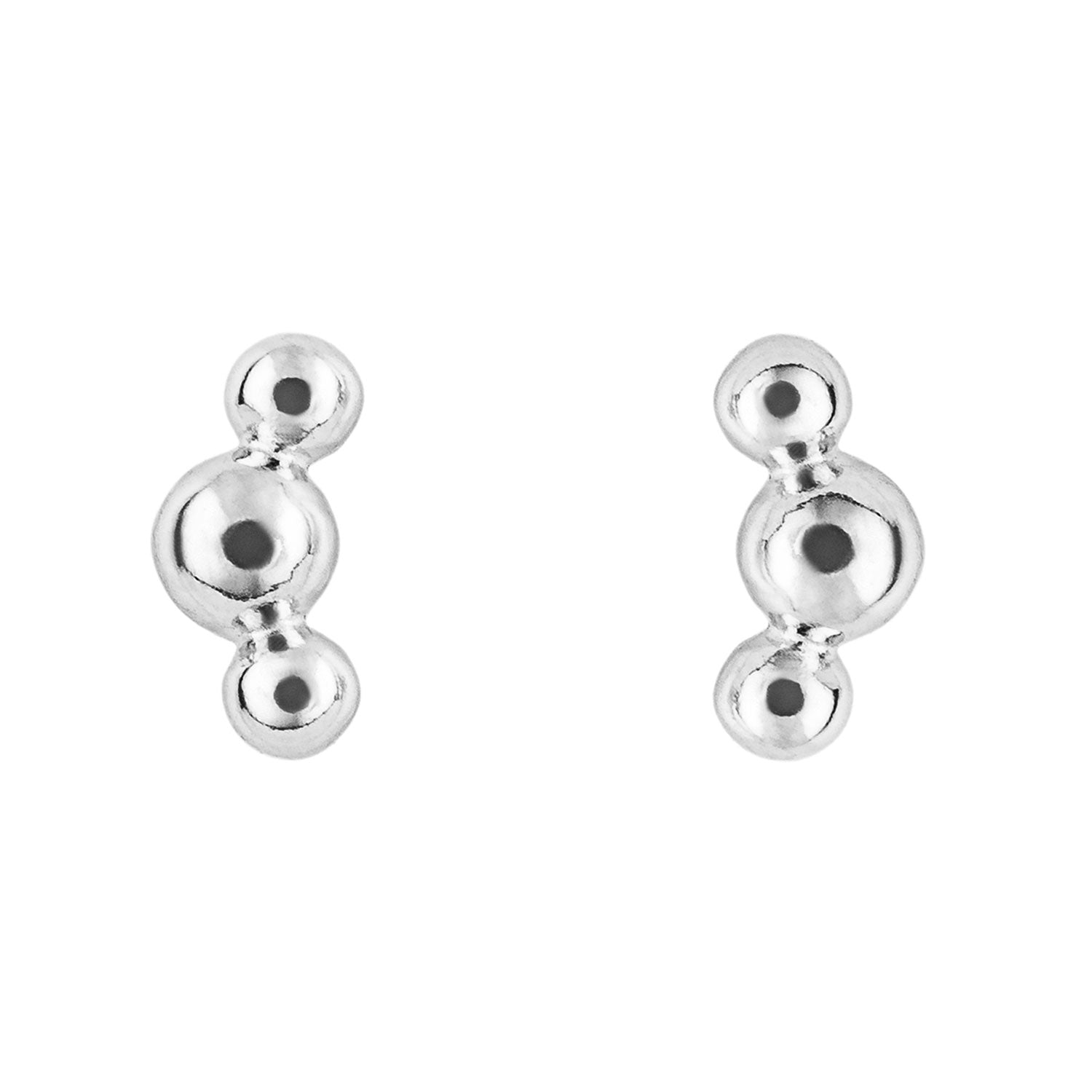 Sterling Silver Triple Ball Earrings