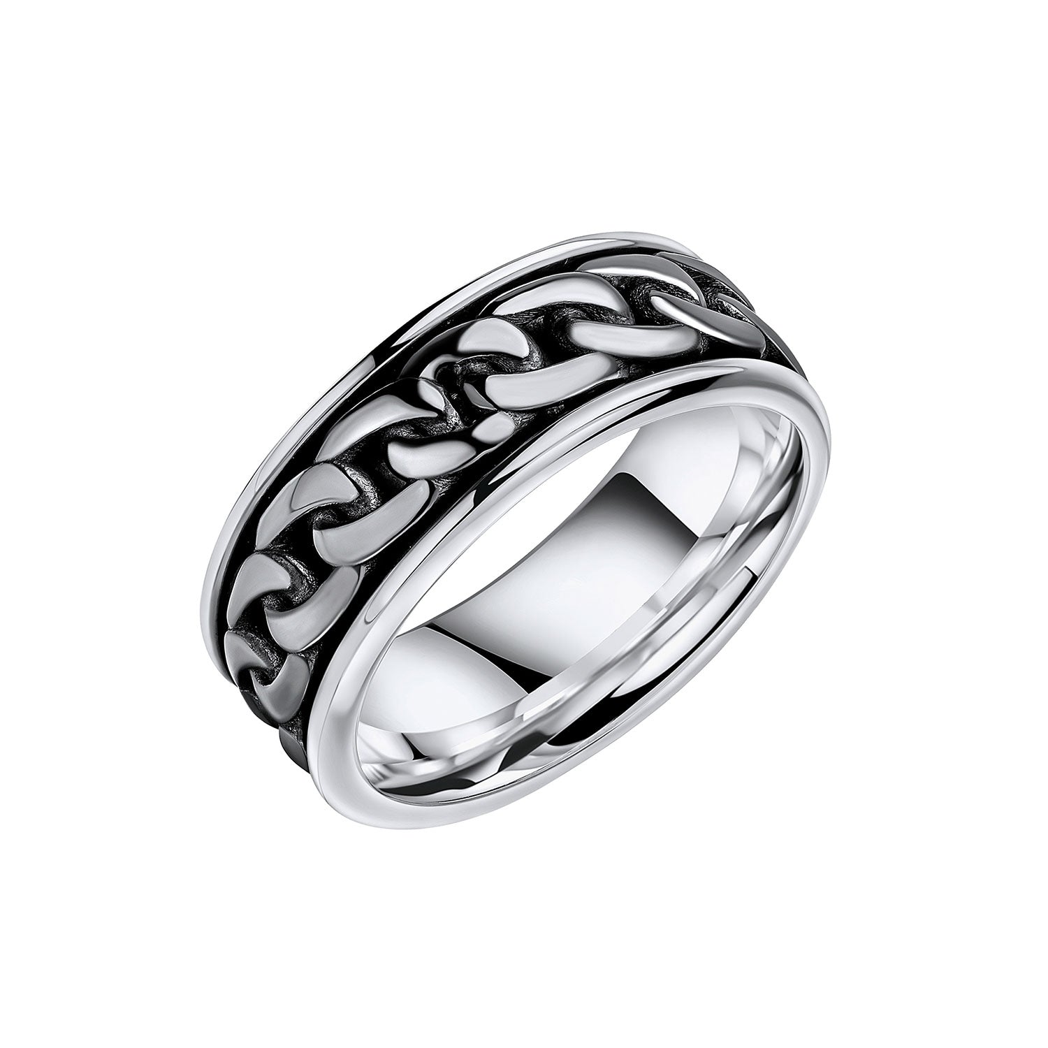 Sterling Silver Chain Effect Spinner Ring