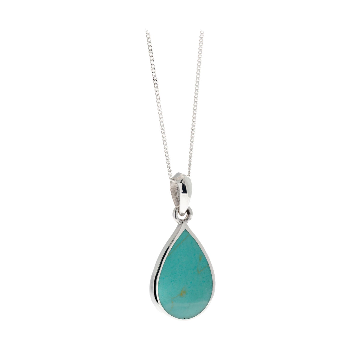 Sterling Silver Teardrop Turquoise Pendant 