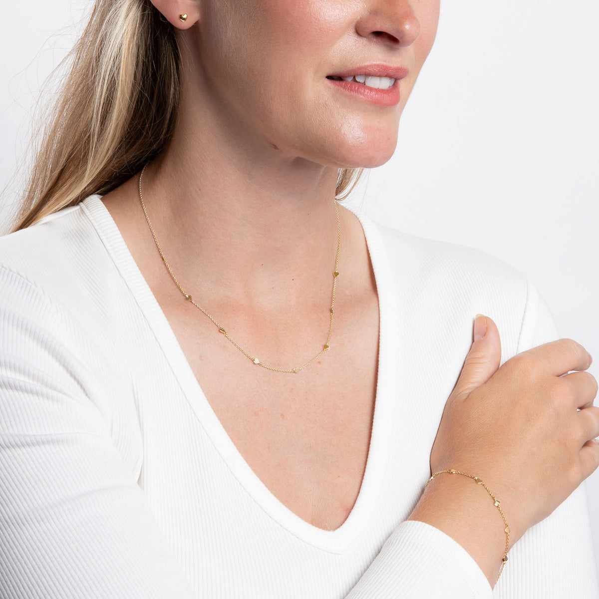 Sterling Silver Gold Plated Heart Bracelet