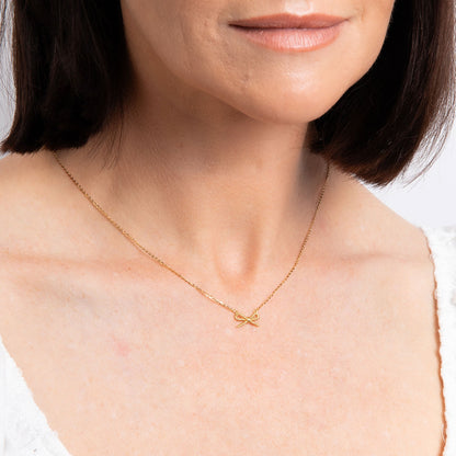 9ct Yellow Gold Fixed Bow Design Necklace