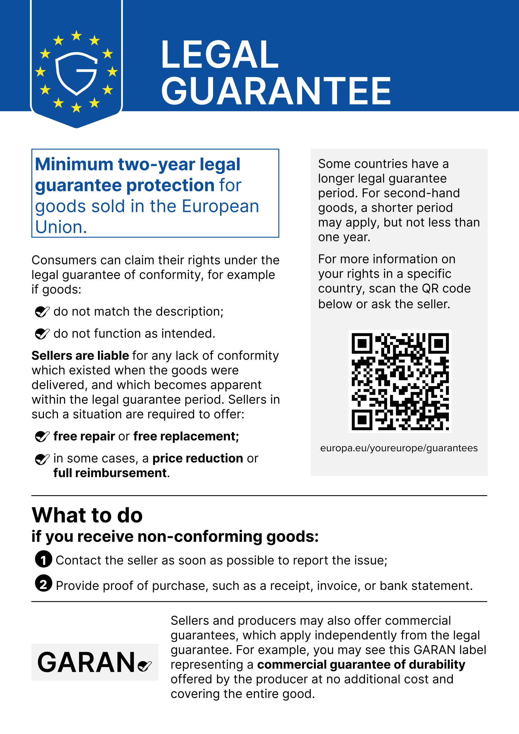 EU legal guarantee notice in English