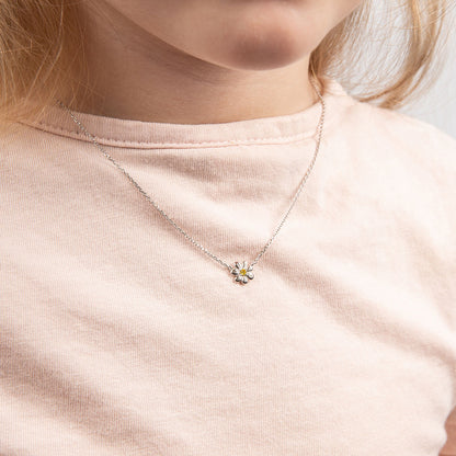 Sterling Silver Diamond Set Daisy Necklace