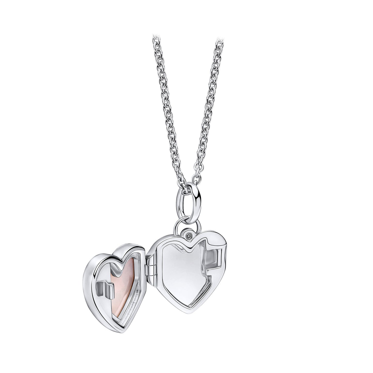 Sterling Silver Diamond And Mother Of Pearl Set Locket Pendant