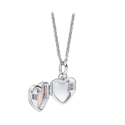 Sterling Silver Diamond And Mother Of Pearl Set Locket Pendant