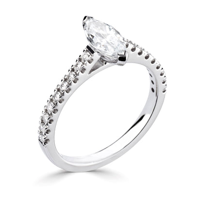 Platinum Centre Marquise And Diamond Shoulder Ring