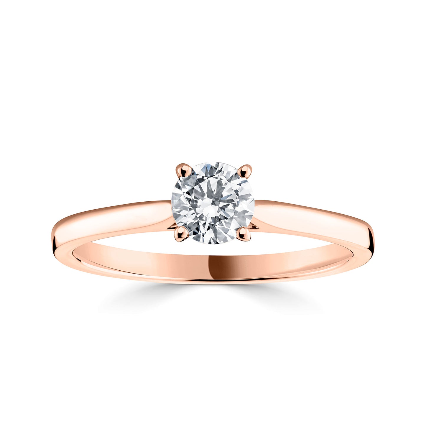 18ct Rose Gold Solitaire Four Claw Set Diamond Engagement Ring