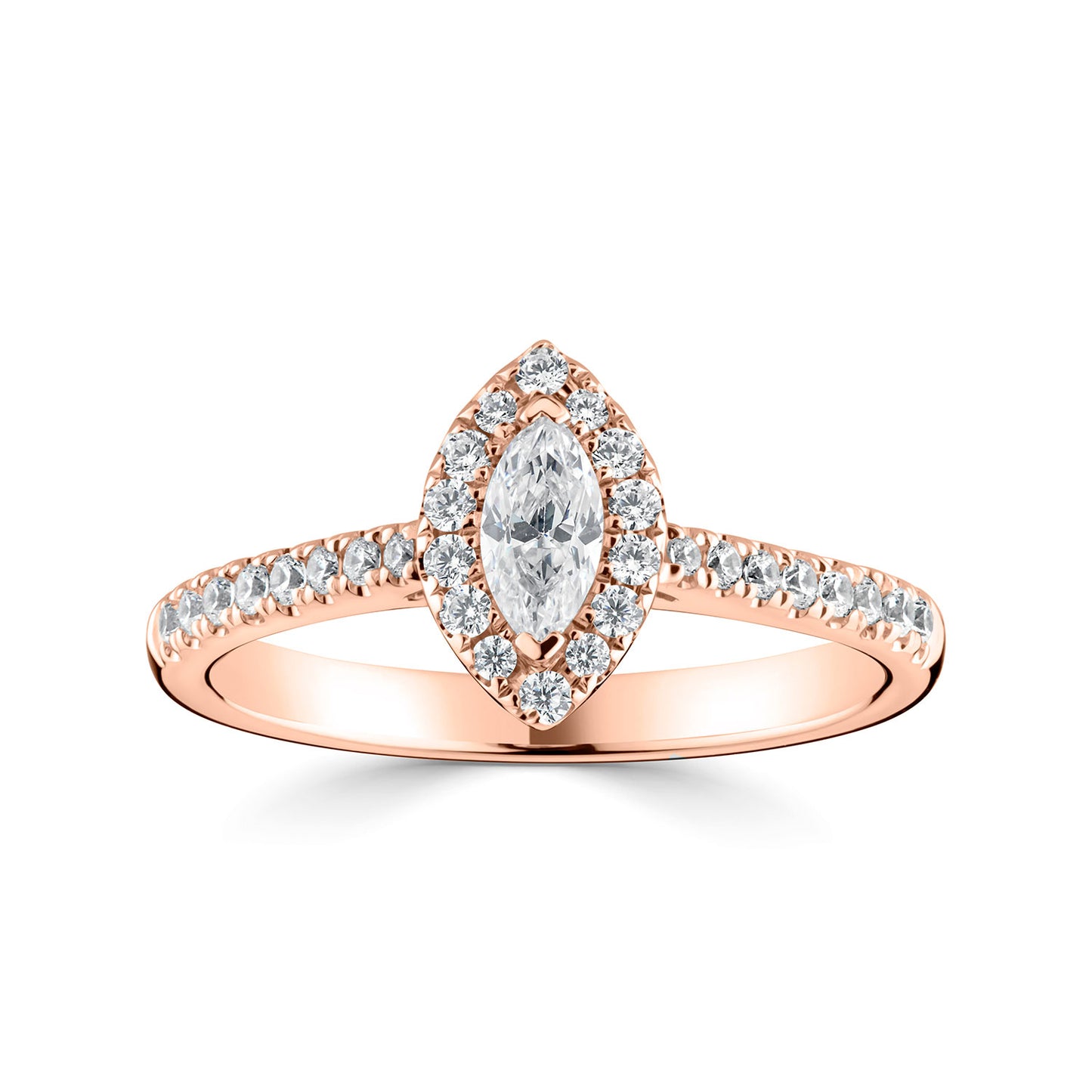18ct Rose Gold Marquise halo Style Diamond Ring