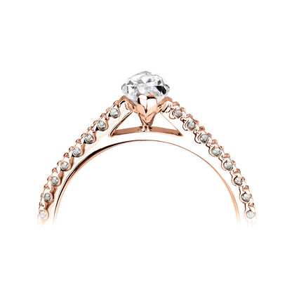 18ct Rose Gold Centre Marquise And Diamond Shoulder Ring