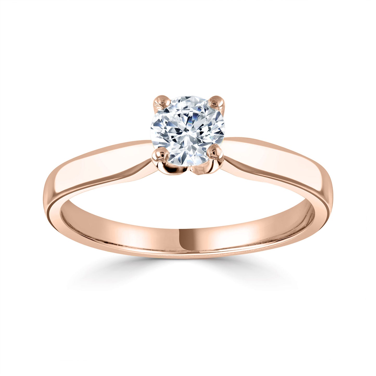 18ct Rose Gold Solitaire Four Claw Diamond Set Engagement