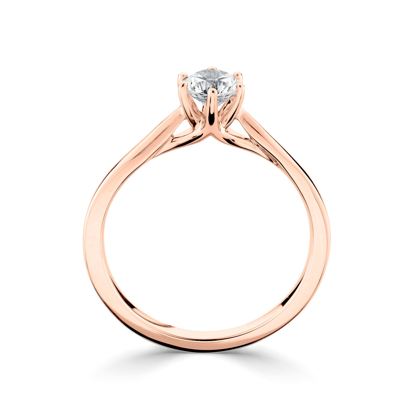 18ct Rose Gold Six Claw Solitaire Diamond Engagement Ring