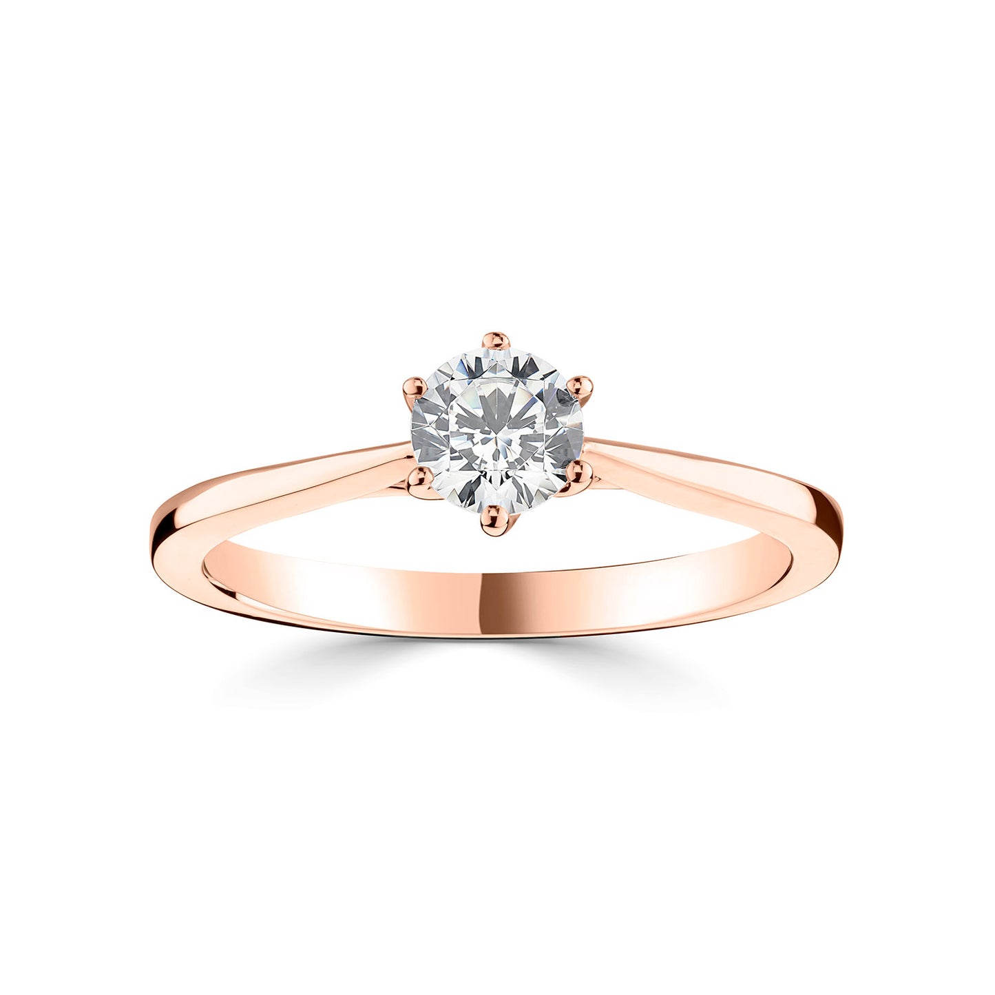 18ct Rose Gold Six Claw Solitaire Diamond Engagement Ring