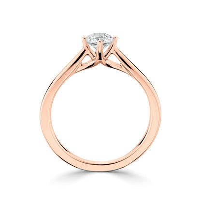 18ct Rose Gold Four Claw Compass Solitaire Diamond Engagement Ring.